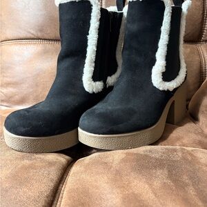 Torrid Black and Cream Heeled Boots
